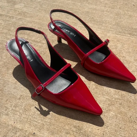 NWOT Steve Madden. 7.5 Krystall Slingback Kitten-Heel Pumps - Picture 1 of 15